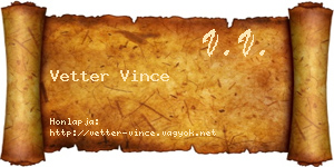 Vetter Vince névjegykártya